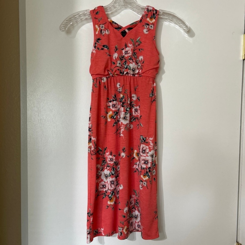 Floral Coral Kids Dress